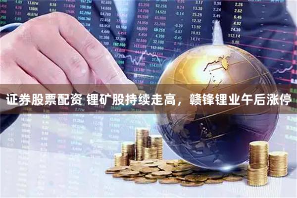 证券股票配资 锂矿股持续走高，赣锋锂业午后涨停